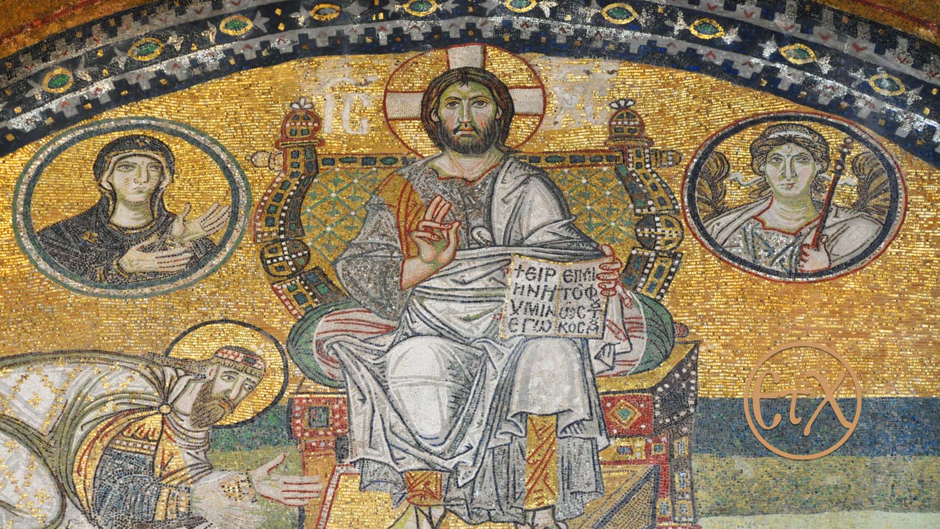 The Imperial Door Mosaic: Christ Pantocrator Enthroned, Emperor Leo VI, Virgin Mary, and Archangel Gabriel